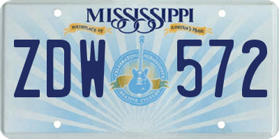 MS license plate ZDW572