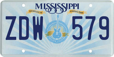 MS license plate ZDW579