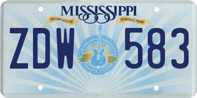 MS license plate ZDW583