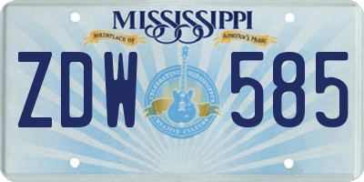MS license plate ZDW585