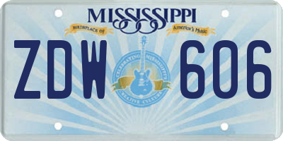MS license plate ZDW606
