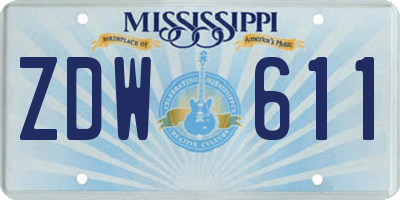 MS license plate ZDW611