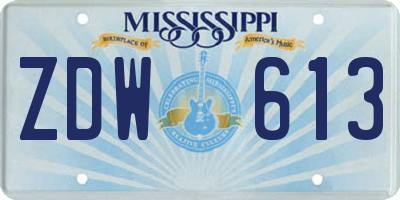 MS license plate ZDW613