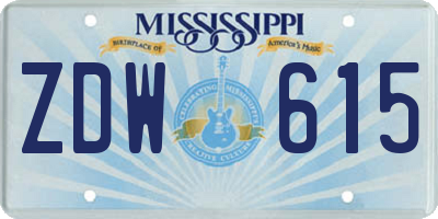 MS license plate ZDW615