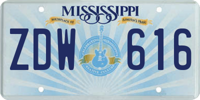 MS license plate ZDW616