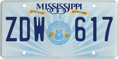MS license plate ZDW617