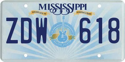 MS license plate ZDW618