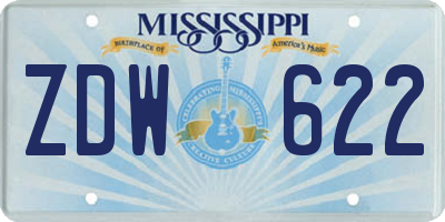 MS license plate ZDW622