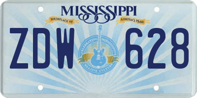 MS license plate ZDW628