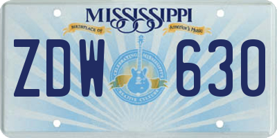 MS license plate ZDW630