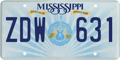 MS license plate ZDW631