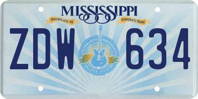MS license plate ZDW634
