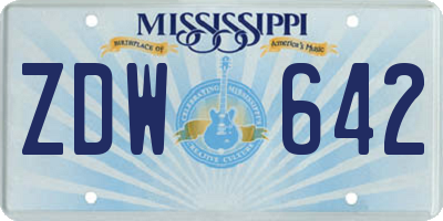 MS license plate ZDW642