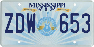 MS license plate ZDW653