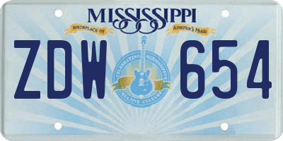 MS license plate ZDW654