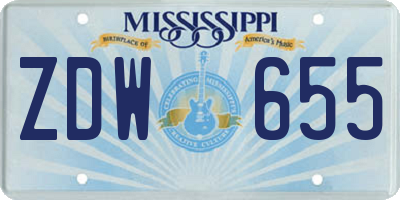 MS license plate ZDW655