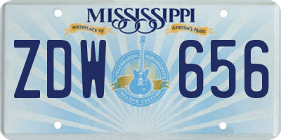 MS license plate ZDW656