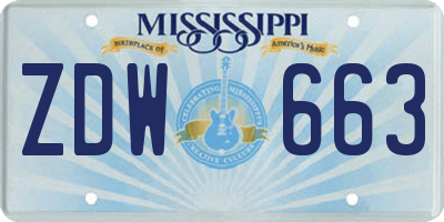 MS license plate ZDW663