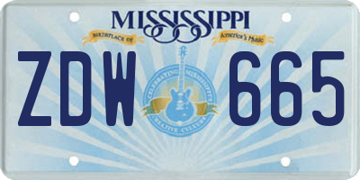 MS license plate ZDW665