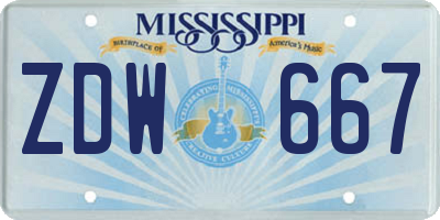 MS license plate ZDW667