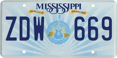 MS license plate ZDW669