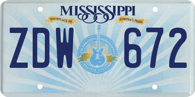 MS license plate ZDW672