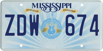 MS license plate ZDW674