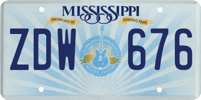 MS license plate ZDW676
