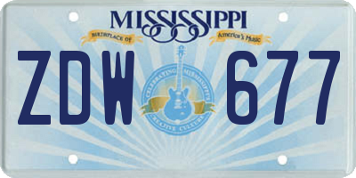 MS license plate ZDW677