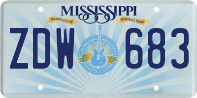 MS license plate ZDW683