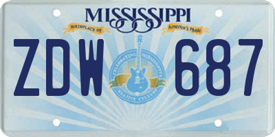MS license plate ZDW687