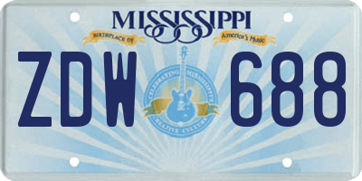 MS license plate ZDW688