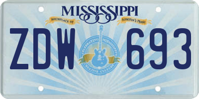 MS license plate ZDW693
