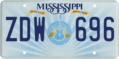 MS license plate ZDW696