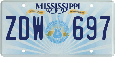 MS license plate ZDW697