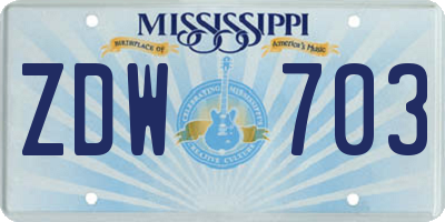 MS license plate ZDW703