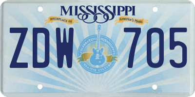 MS license plate ZDW705