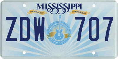 MS license plate ZDW707