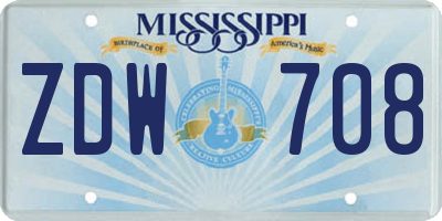 MS license plate ZDW708