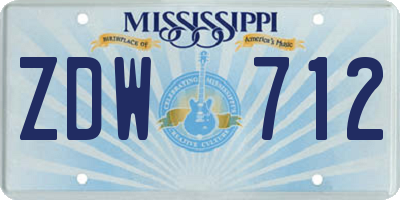 MS license plate ZDW712