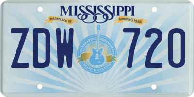 MS license plate ZDW720