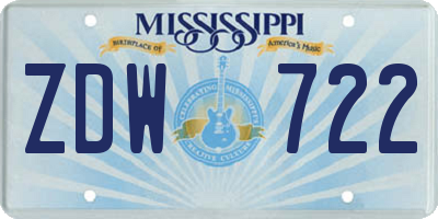 MS license plate ZDW722
