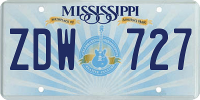 MS license plate ZDW727
