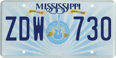 MS license plate ZDW730