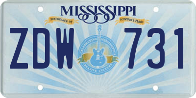 MS license plate ZDW731