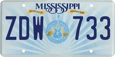 MS license plate ZDW733