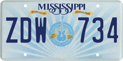 MS license plate ZDW734