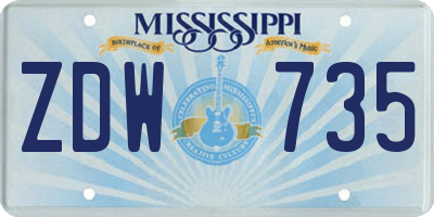 MS license plate ZDW735