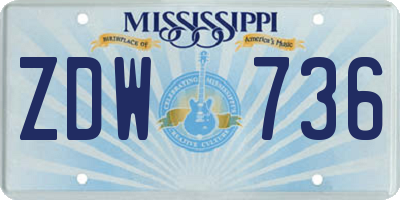 MS license plate ZDW736
