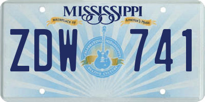 MS license plate ZDW741